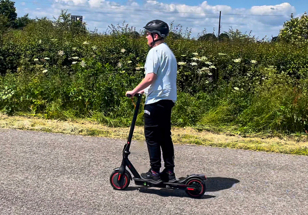 Rider wearing protective equipment